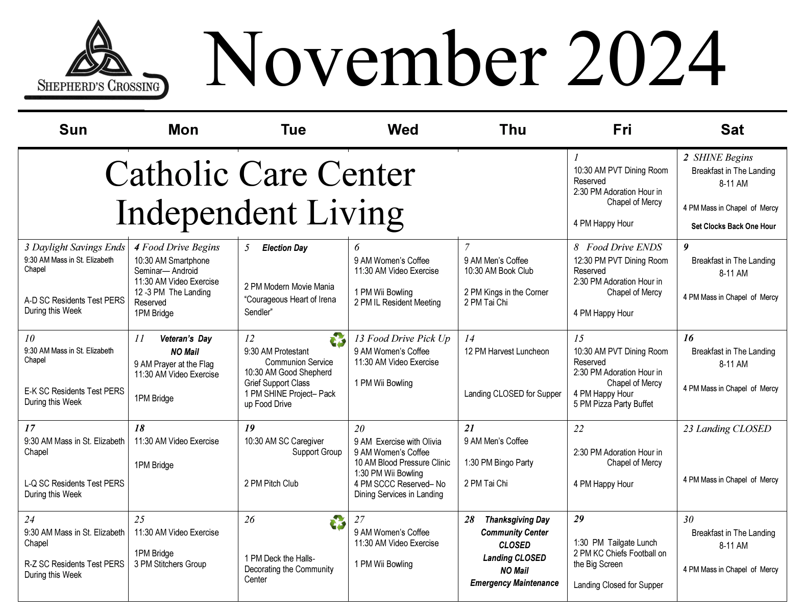 Calendar for Independent Living Calendar